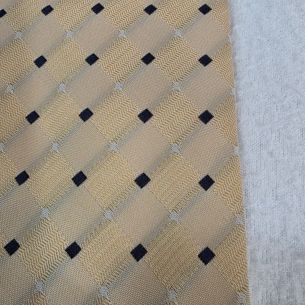 Ermenegildo Zegna Mens Silk Tie Tan Gold Geometric Diamond Made in Italy NWT